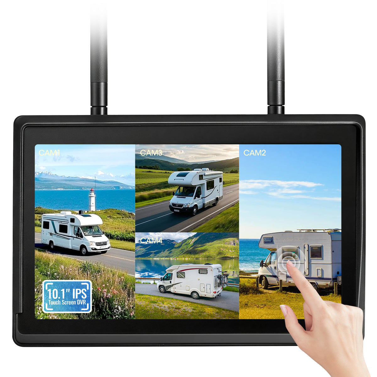 HEECOOMI 10" IPS Monitor with Suction Cup Bracket and A-Shaped Bracket – Compatible with Models: AH7,AH7-2,AH7-3,AH7-4,AT3,AT4 (AT3M)
