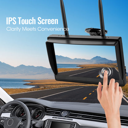 HEECOOMI 4 Magnetic Solar Wireless Backup Camera System, 10.1" IPS DVR Touchscreen, 2 Rearview + 2 Sideview Night Vision Cameras for Hitching Trailer Camper, 4x9600mAh Rechargeable Solar Battery, AT4