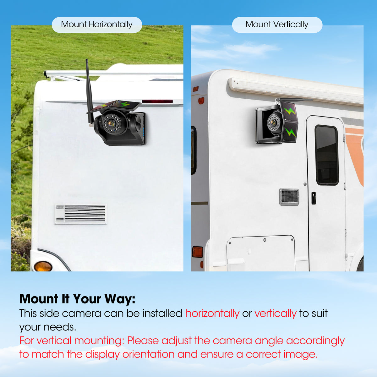 HEECOOMI 4 Magnetic Solar Wireless Backup Camera System, 10.1" IPS DVR Touchscreen, 2 Rearview + 2 Sideview Night Vision Cameras for Hitching Trailer Camper, 4x9600mAh Rechargeable Solar Battery, AT4