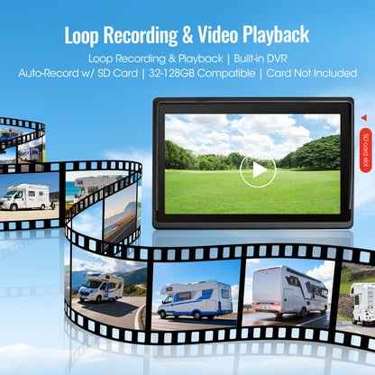 HEECOOMI 4 Magnetic Solar Wireless Backup Camera System, 10.1" IPS DVR Touchscreen, 2 Rearview + 2 Sideview Night Vision Cameras for Hitching Trailer Camper, 4x9600mAh Rechargeable Solar Battery, AT4