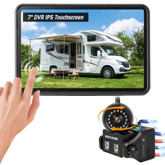 HEECOOMI 360° Magnetic Solar Wireless Backup Camera for Car– 7" 1080P Touchscreen, 360° Rotation, DVR Recording, IP69K Waterproof, Auto-Sleep & Night Vision for RV, Truck, Trailer, SUV & Camper, AR1