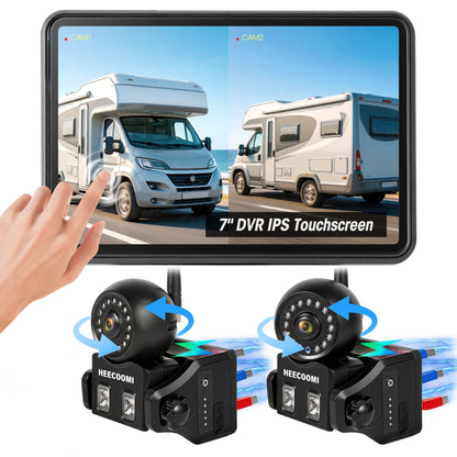 HEECOOMI 360° Magnetic Solar Wireless Backup Camera for Car– 7" 1080P Touchscreen, 360° Rotation, DVR Recording, IP69K Waterproof, Auto-Sleep & Night Vision for RV, Truck, Trailer, SUV & Camper, AR2
