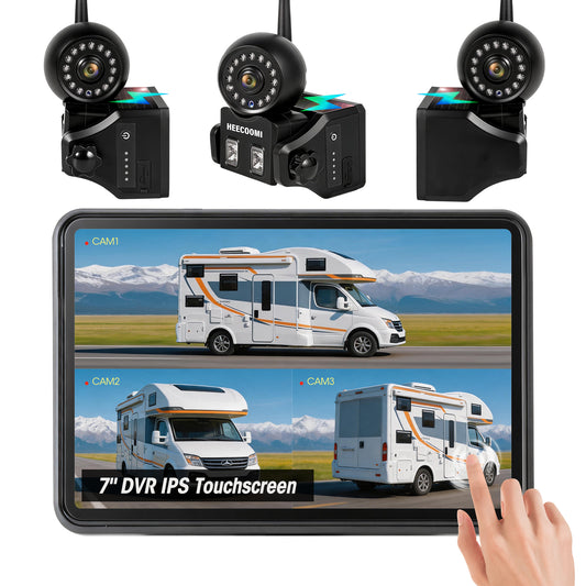 HEECOOMI 360° Magnetic Solar Wireless Backup Camera for Car– 7" 1080P Touchscreen, 360° Rotation, DVR Recording, IP69K Waterproof, Auto-Sleep & Night Vision for RV, Truck, Trailer, SUV & Camper, AR3