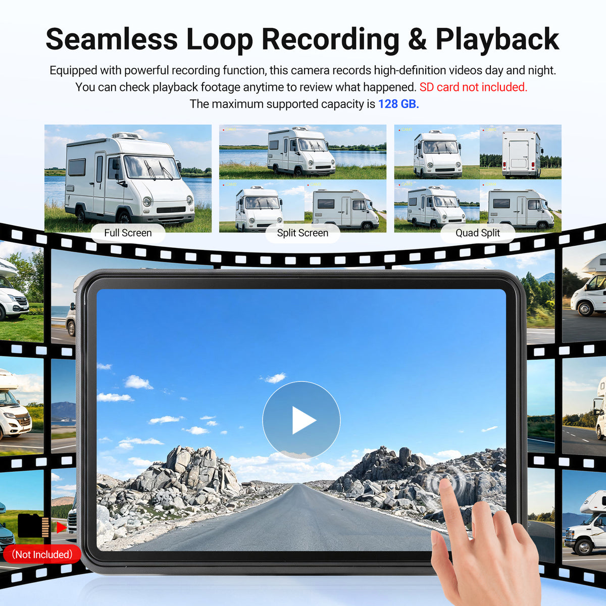 HEECOOMI 360° Magnetic Solar Wireless Backup Camera for Car– 7" 1080P Touchscreen, 360° Rotation, DVR Recording, IP69K Waterproof, Auto-Sleep & Night Vision for RV, Truck, Trailer, SUV & Camper, AR3