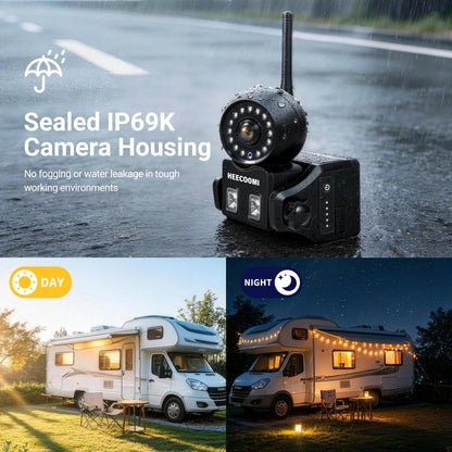HEECOOMI 360° Magnetic Solar Wireless Backup Camera for Car– 7" 1080P Touchscreen, 360° Rotation, DVR Recording, IP69K Waterproof, Auto-Sleep & Night Vision for RV, Truck, Trailer, SUV & Camper, AR1