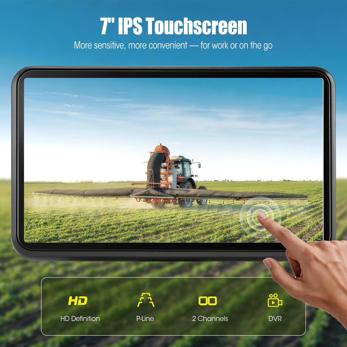 HEECOOMI 1080P Wired Backup Camera System for Skid Steer, 7" DVR IPS Touchscreen with AHD IP69K Water/Dust Proof Rear Camera, Vibration-Proof 20G for Hitching, Farm Work, UTV, Tractor, Truck, Combine