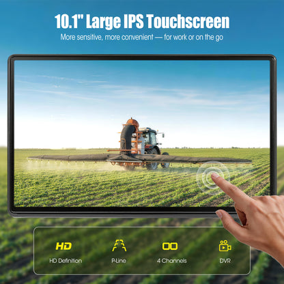 HEECOOMI 1080P Wired Backup Camera System, 10.1" DVR IPS Touchscreen + 4 IP69K Water/Dust Proof Rear & Side Cameras, Vibration-Proof 20G for Hitching, Farm Work, UTV, Trailer, Tractor, Truck, Combine